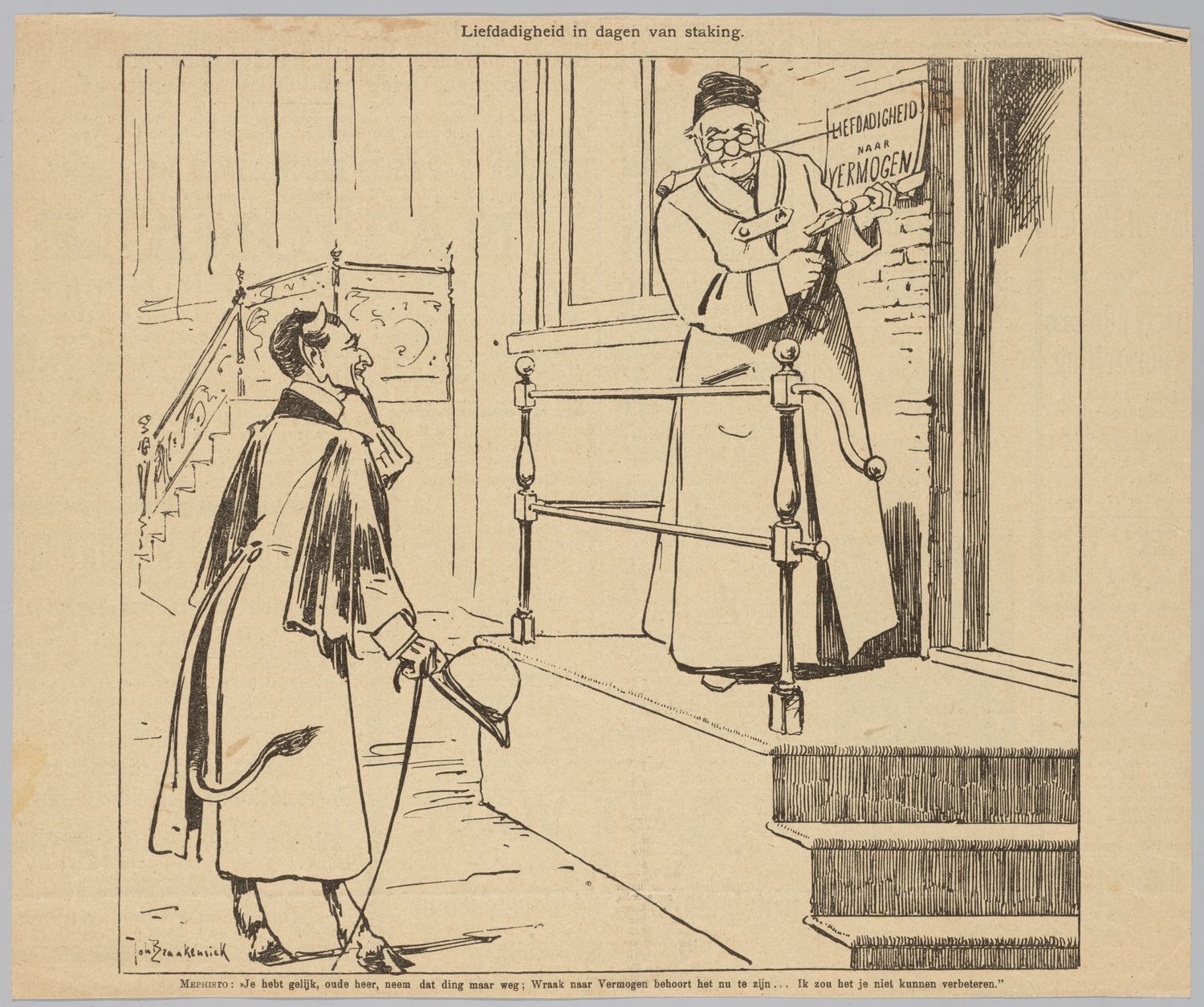 Braakensiek, Johan,draughtsman., Liefdadigheid in dagen van staking