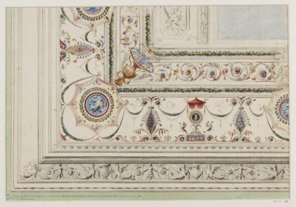 Unknown, Corner of a ceiling decorated with grotesques in the antique manner
