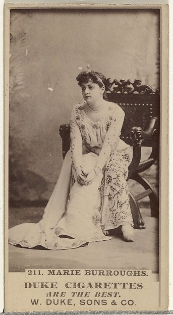 W. Duke, Sons & Co., Card Number 211, Marie Burroughs, from the Actors and Actresses series (N145-7) issued by Duke Sons & Co. to promote Duke Cigarettes