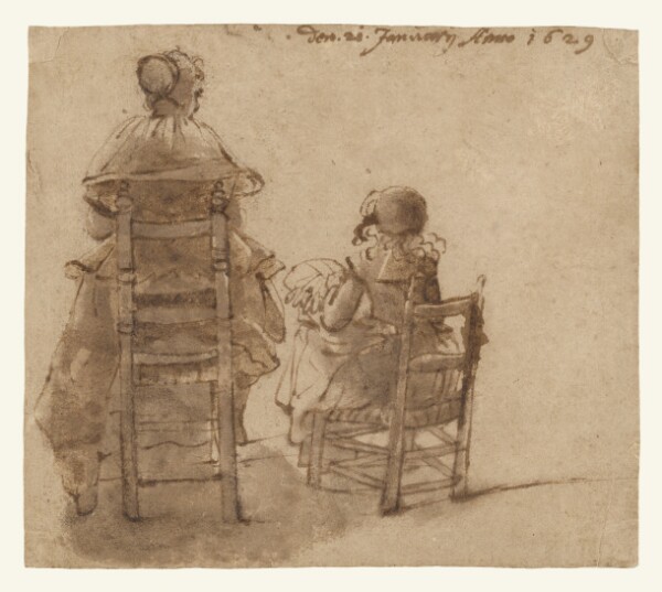 Gerard ter Borch, A Lady and a Child Making Lace