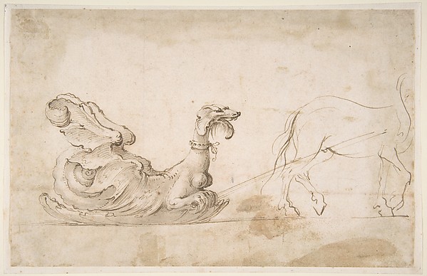 Stefano della Bella, Design for A Sleigh in the Form of a Griffin, Drawn by a Horse