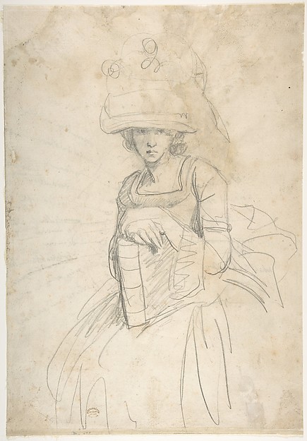 George Romney, Lady Holding a Book (recto); Plan of Placing Colors on a Palette (verso)