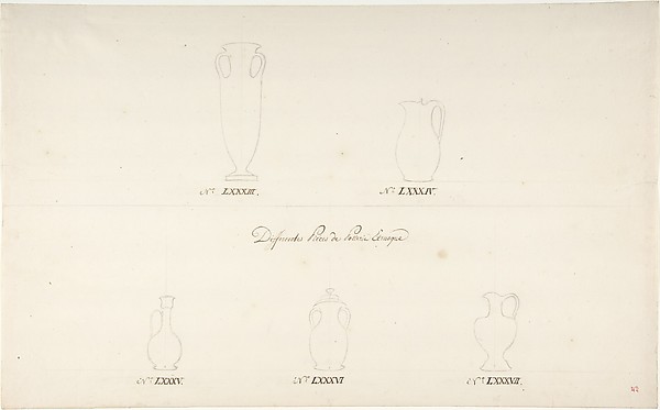 Anonymous, French, 18th century, Design for Five Vases
