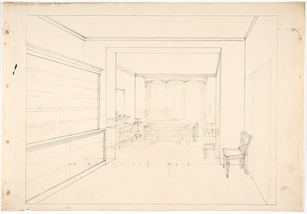 Anonymous, British, 19th century, Perspective Drawing of an Interior