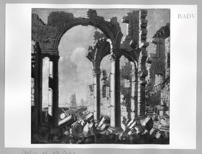 Unknown artist, View of ruins with column