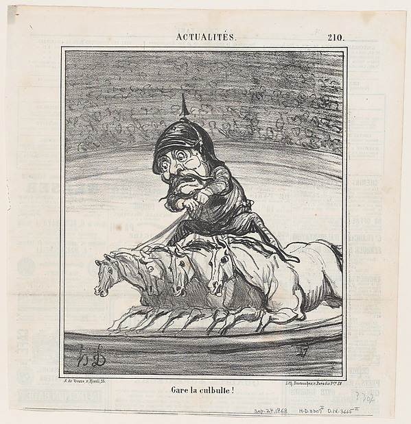 Honoré Daumier, Beware of the fall!, from 'News of the day,' published in Le Charivari, September 24, 1868