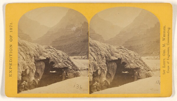 Timothy H. O'Sullivan, Grotto Spring, Grand Canon, Colorado River. The water flows from the rocks above, and the umbrella-shaped rock about it is tufa.