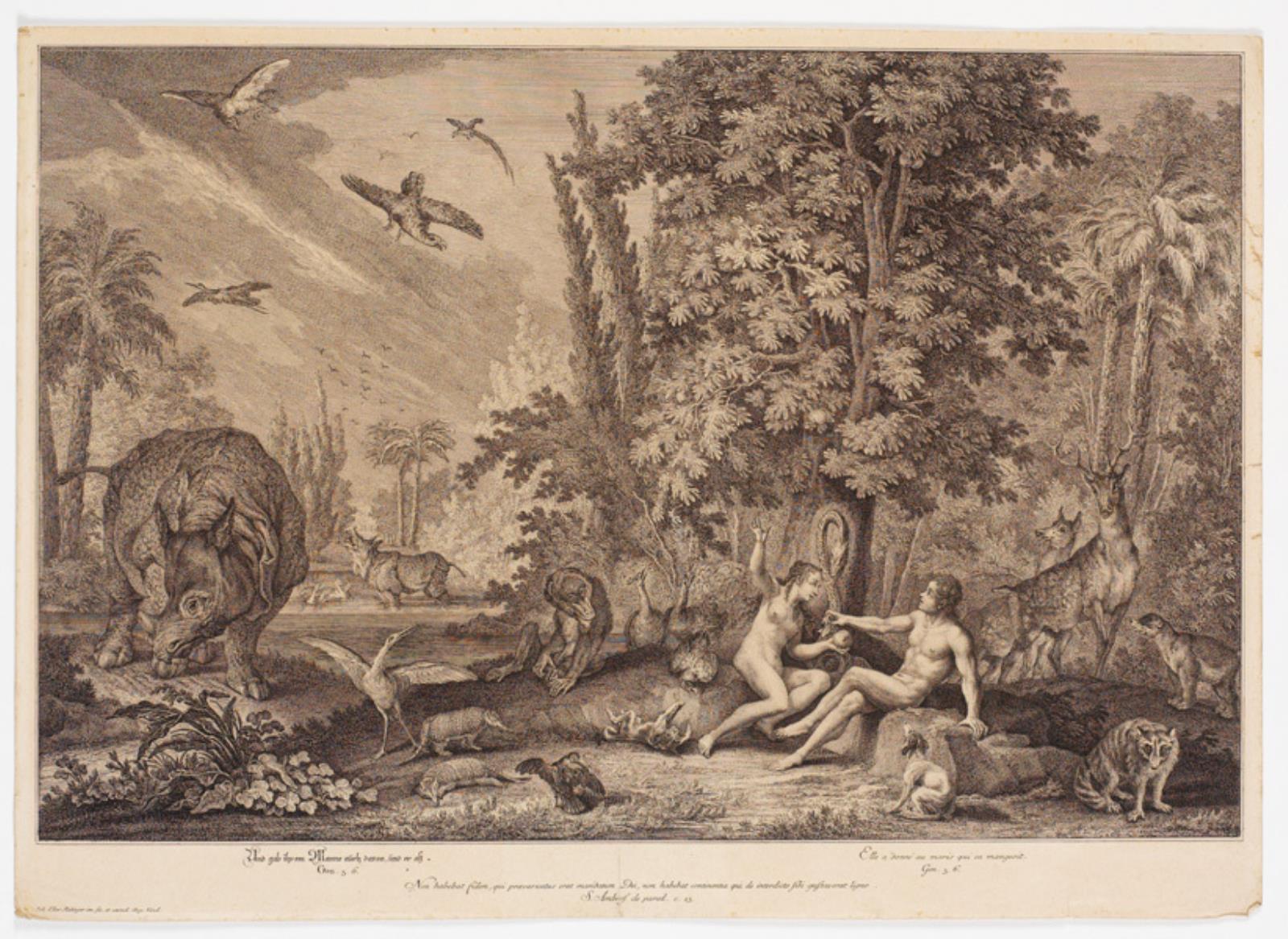 Johann Elias Ridinger, Eva rækker æblet til Adam