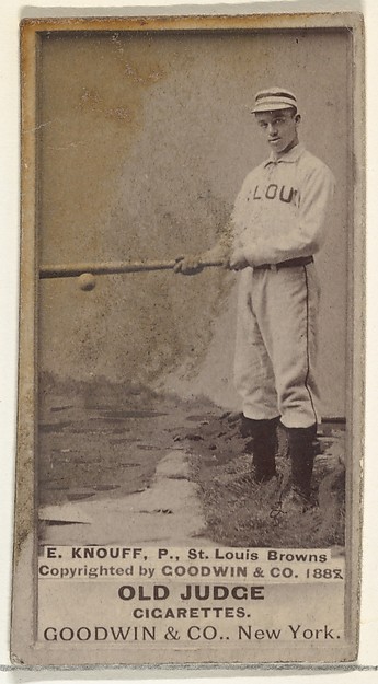 Goodwin & Company, Edward Augustine "Ed" Knouff, Pitcher, St. Louis Browns, from the Old Judge series (N172) for Old Judge Cigarettes