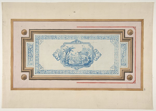 Jules-Edmond-Charles Lachaise, Design for the decoration of a ceiling with a Chinese blue and white design