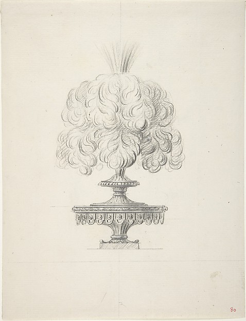 Anonymous, French, 18th century, Design for a Plumed Oil Lamp