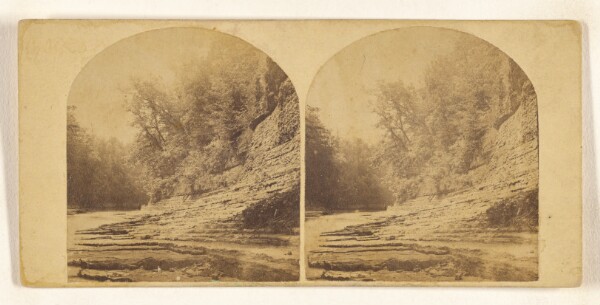 New York Stereoscopic Company, Trenton Falls, N.Y. View down the river, from near the First Fall, showing the dip of the rock.