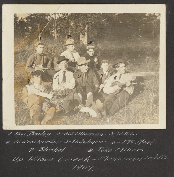 Unknown, [View of Men Sitting Near Wilson Creek]