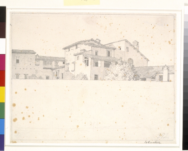 C.W. Eckersberg, Romerske huse, set over en mur.