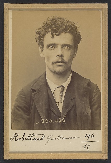 Alphonse Bertillon, Robillard. Guillaume, Joseph. 24 ans, né le 17/11/68 à Vaucresson. Fondeur en cuivre. Anarchiste. 2/7/94.