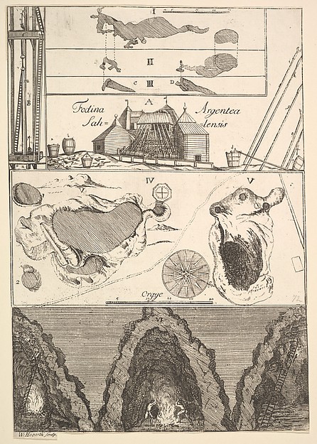 William Hogarth, Fodina argentea Sahlensis – A Silver Mine at Sala - I (from Aubry de La Mottraye's "Travels throughout Europe, Asia and into Part of Africa...,"  London, 1724, vol. II, pl. 33, no. 1)