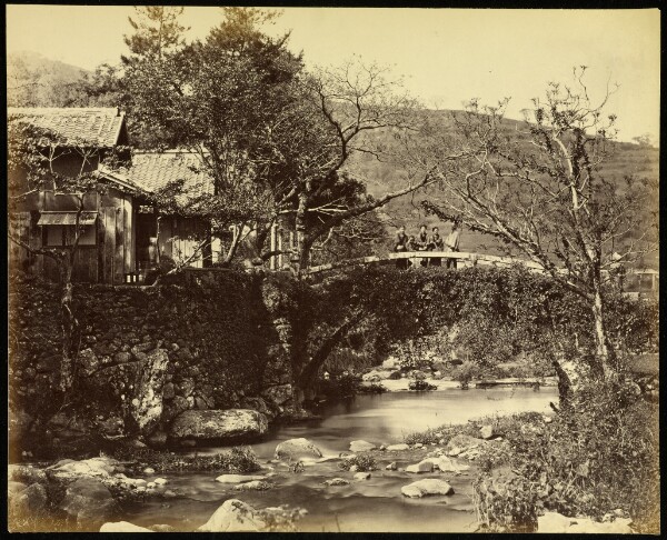 Felice Beato, Tea House and Bridge on the Tokaido Road
