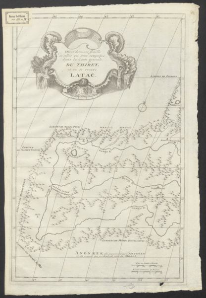 Anville, Jean Baptiste Bourguignon d', (1697-1782) (cartographer), IXe et derniere feuille de celles qui sont comprises dans la Carte generale Du Thibet, et ou se trouve Latac