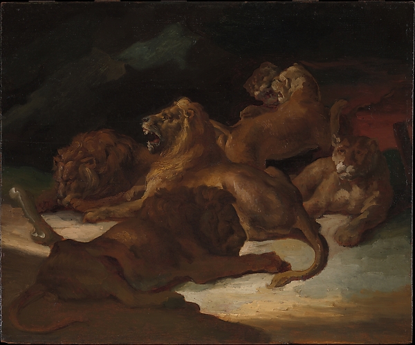 Théodore Géricault, Lions in a Mountainous Landscape