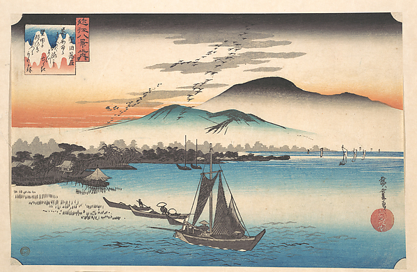 Utagawa Hiroshige, Geese Alighting at Katada, Lake Biwa