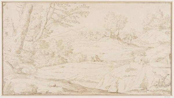 Unknown, Landscape with a village in the distance