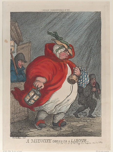 Thomas Rowlandson, A Midwife Going to a Labour