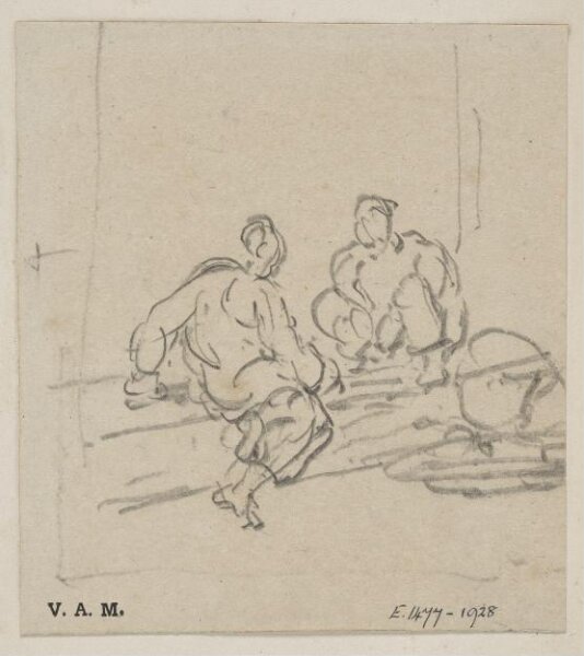 George Chinnery, Two Chinese men on a step
