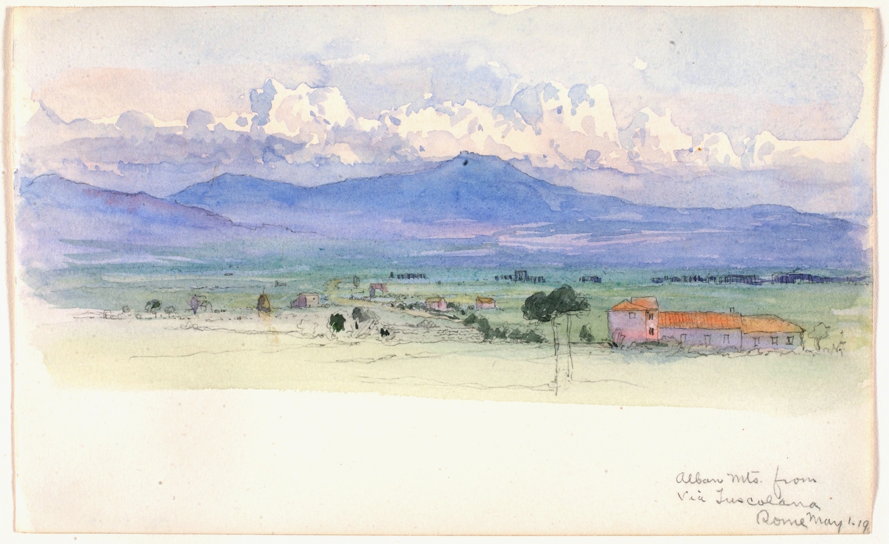 George Elbert Burr, Alban Mountains from Via Tuscolana, Rome