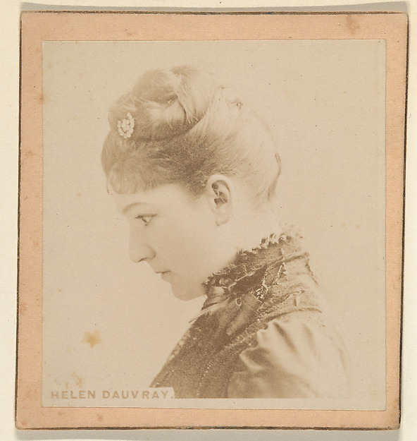Kinney Brothers Tobacco Company, Helen Dauvray, from the Actresses series (N246), Type 2, issued by Kinney Brothers to promote Sporting Extra Cigarettes