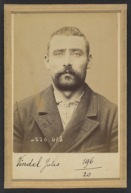 Alphonse Bertillon, Vendel. Jules. 34 (ou 33) ans, né le 2/4/61 à Chevry (Ain). Garçon de cuisine. Anarchiste. 2/7/94.