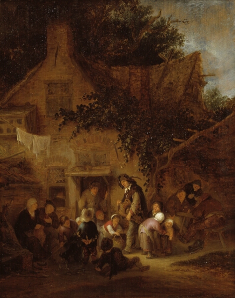 Adriaen van Ostade, Lirendrejeren uden for et bondehus