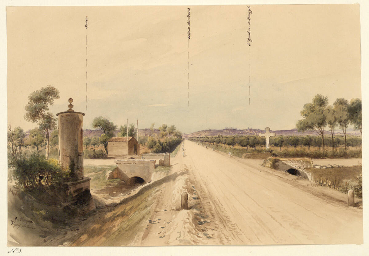 GiuseppeMazzola, Strasse von Verona nach Castelnuovo. Ansicht gegen Osteria des bosco