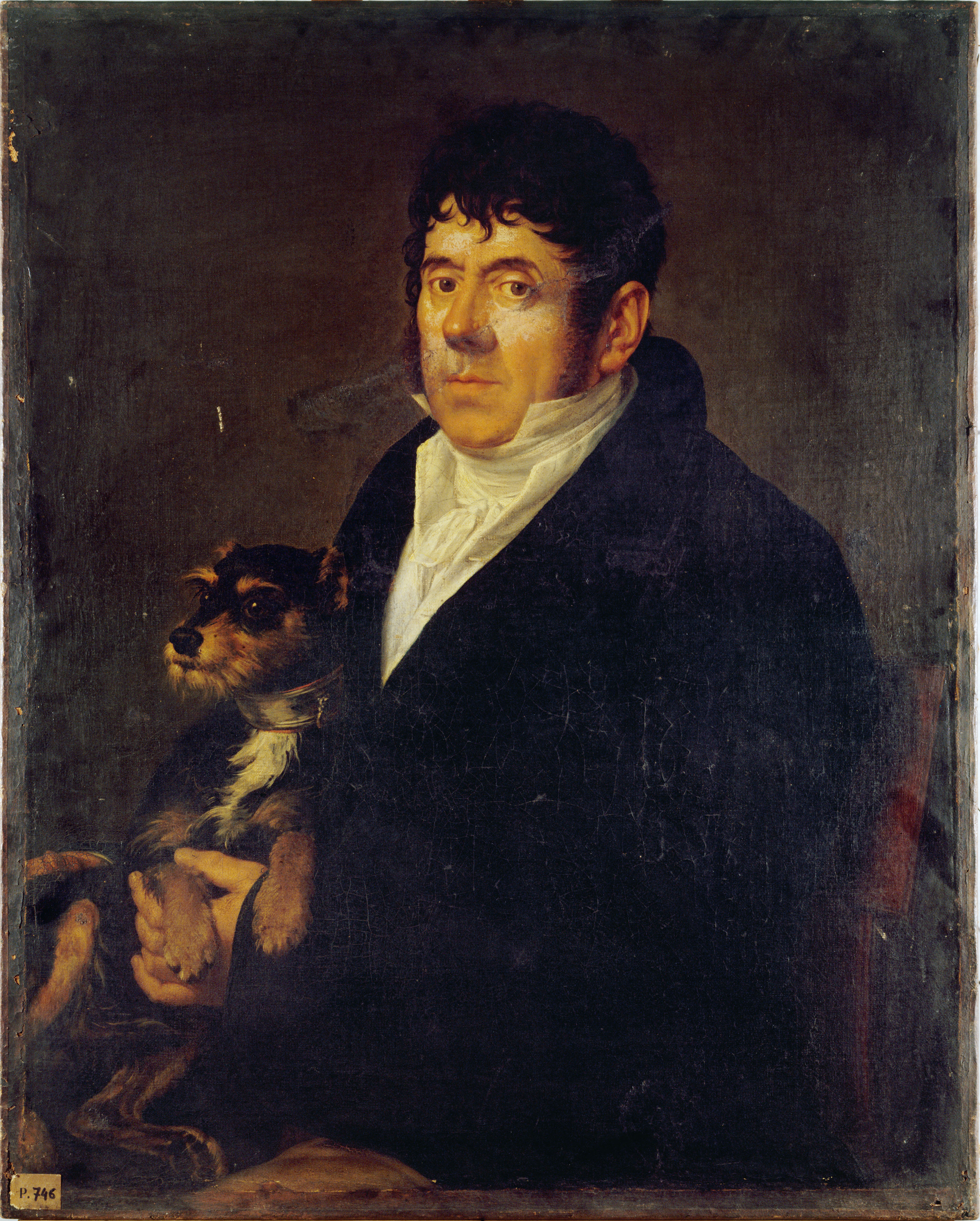 Anonyme, Portrait d'homme avec un chien