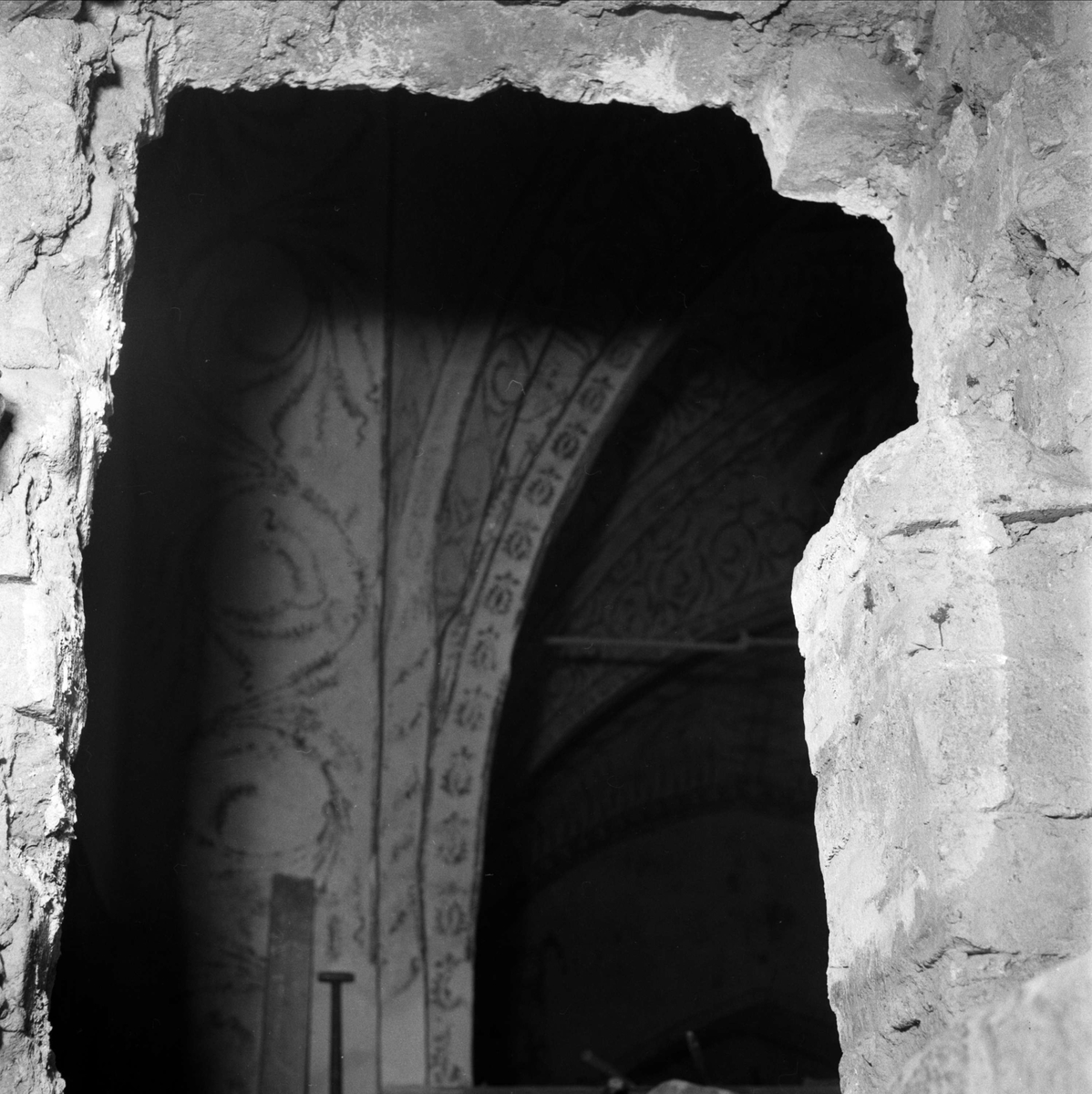 Uppsala-Bild, Lime painting in Börje Church, Börje parish, Uppland 1953
