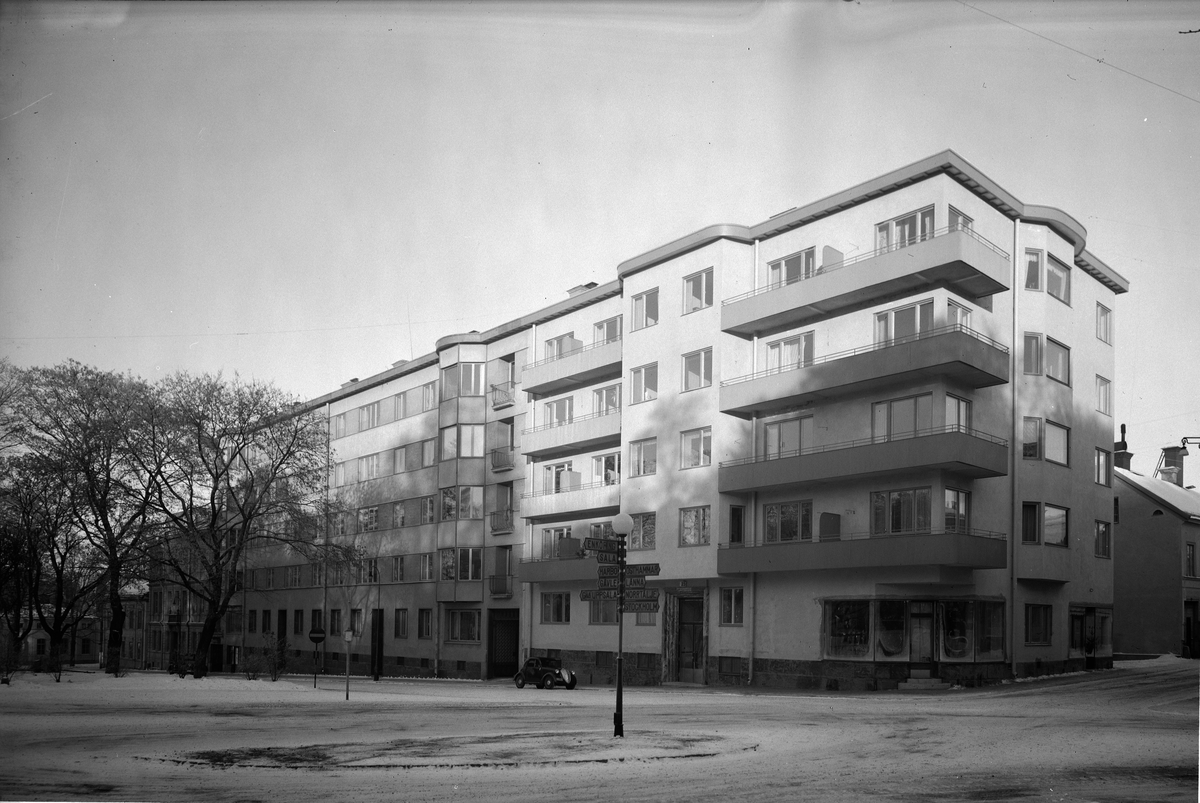 Paul Sandberg, Flerbostadshus, kvarteret Hörnet, Kyrkogårdsgatan, Uppsala december 1939