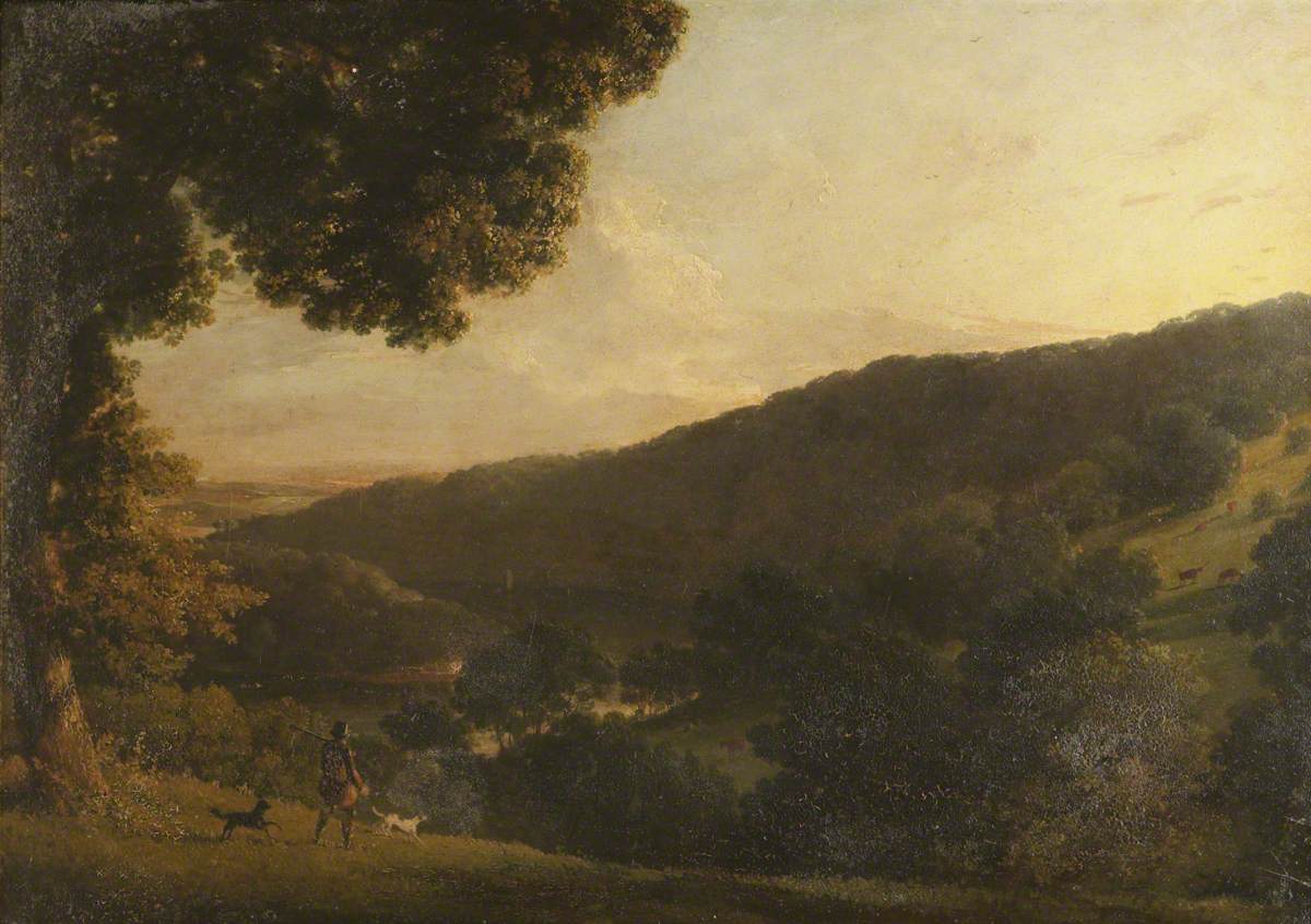 Edmund Ward Gill, A View on the River Dart, Devon, with a Man with a Gun