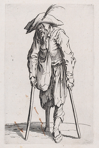 Jacques Callot, Le Mendiant a la Jambe de Bois (The Beggar with the Wooden Leg), from "Les Gueux suite appelée aussi Les Mendiants, Les Baroni, ou Les Barons" (The Beggars, also called the Barons)