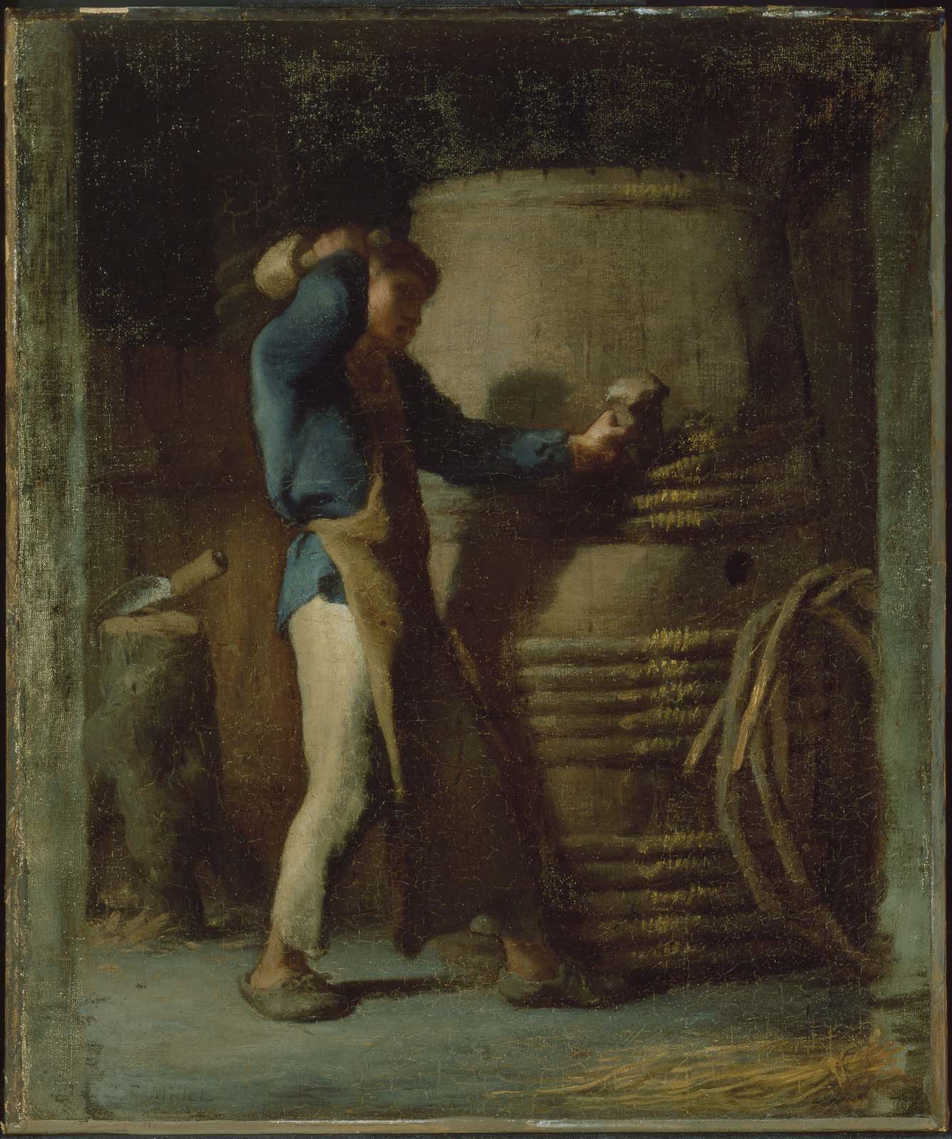 Jean-François Millet, Cooper Tightening Staves on a Barrel