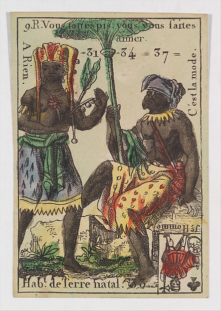 Anonymous, French, 18th century, Hab.t de Terre natal, from the playing cards (for quartets) "Costumes des Peuples Étrangers"