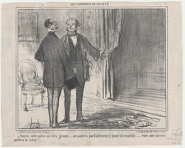 Honoré Daumier, Voyez, cette pièce est très grande..., from Les Comédiens de Société, published in Le Charivari, April 27, 1858