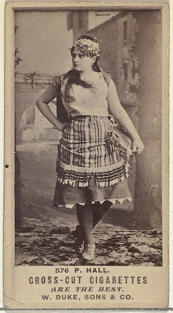 W. Duke, Sons & Co., Card Number 576, P. Hall, from the Actors and Actresses series (N145-3) issued by Duke Sons & Co. to promote Cross Cut Cigarettes