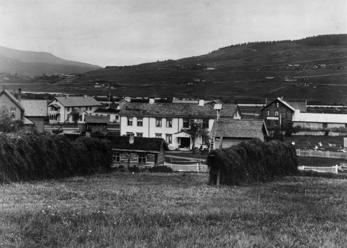 Axel Lindahl, Storgård, Tynset, Hedmark med høyhesjer i forgrunnen.