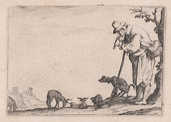 Jacques Callot, Le Berger Jouant de la Flute (The Shepherd Playing the Flute), from "Les Caprices" Series B, The Nancy Set