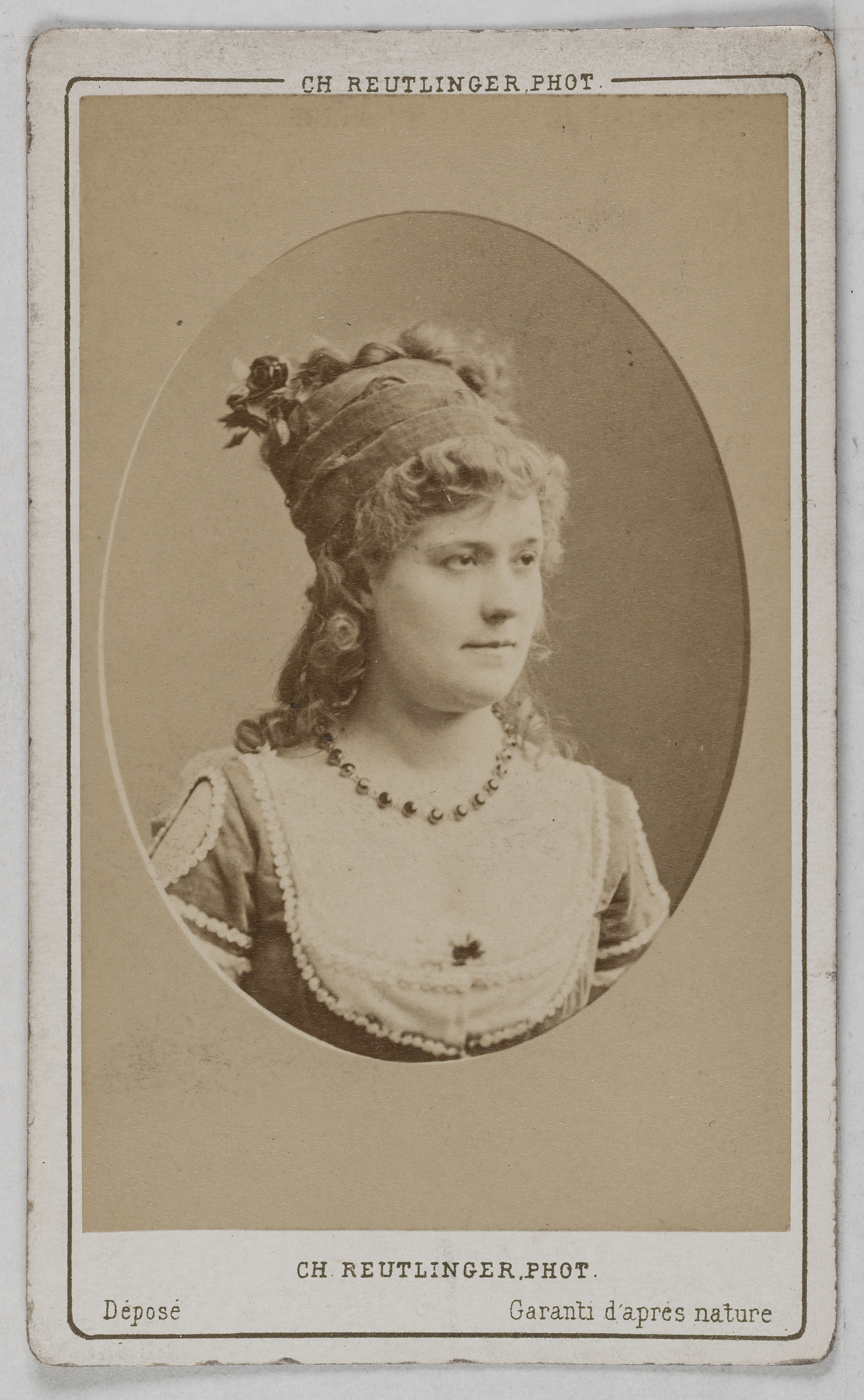 Charles Reutlinger, Portrait d'Ida Klein, actrice au Théâtre du Palais Royal (entre 1862-1865) et au Théâtre des Variétés (en 1872).