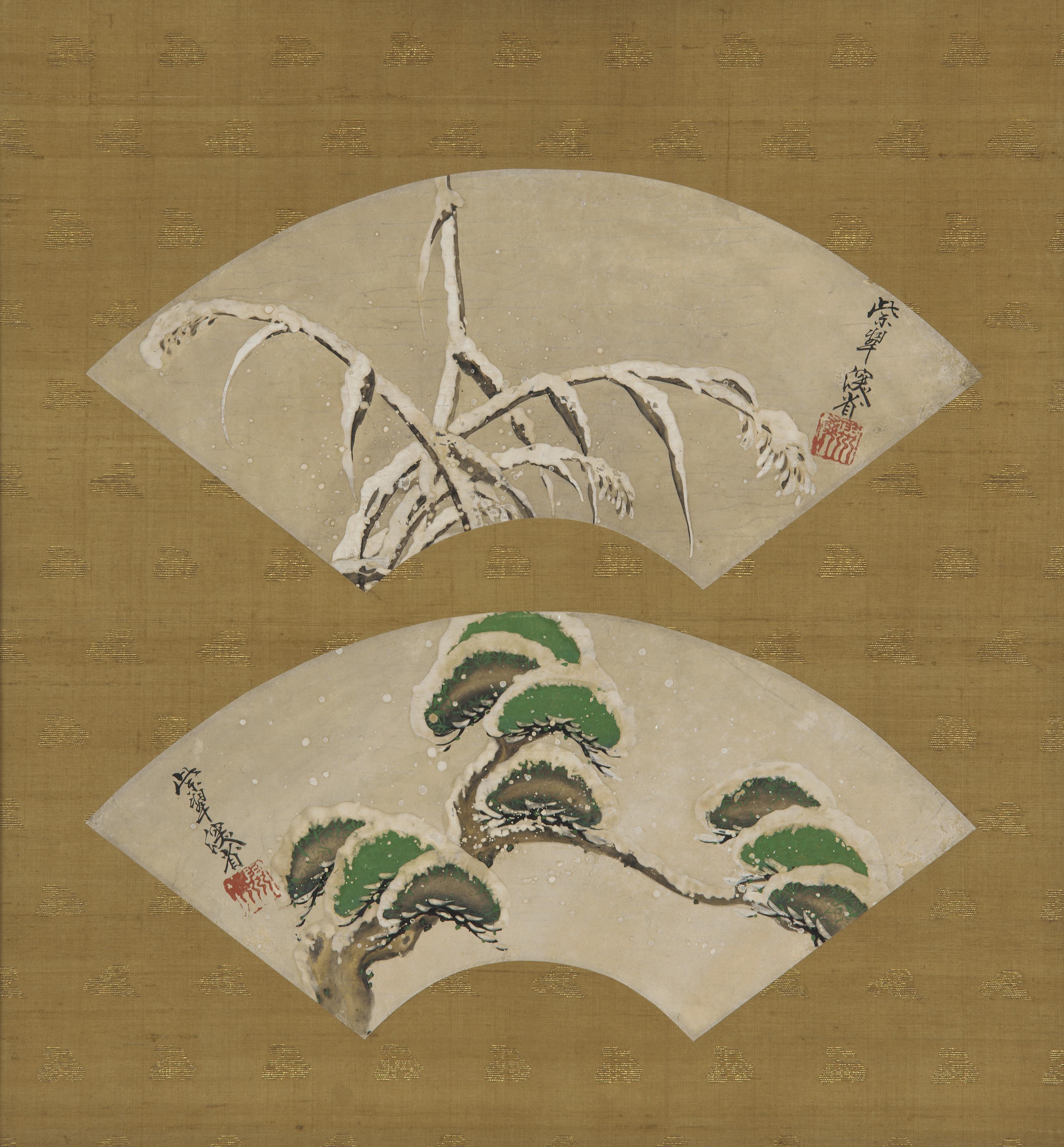 Ogata Kenzan, Snow-laden grasses and Snow-laden pine branches