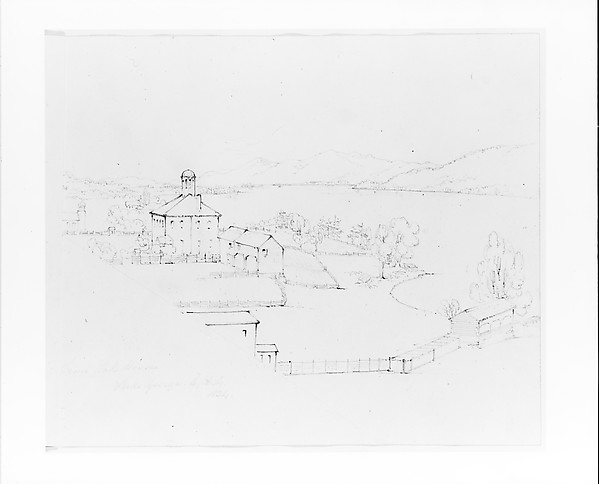 John William Casilear, View from Lake House: School, Barn and Church (from Sketchbook)