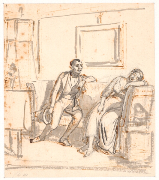 Wilhelm Marstrand, Et par i en sofa, pigen sovende