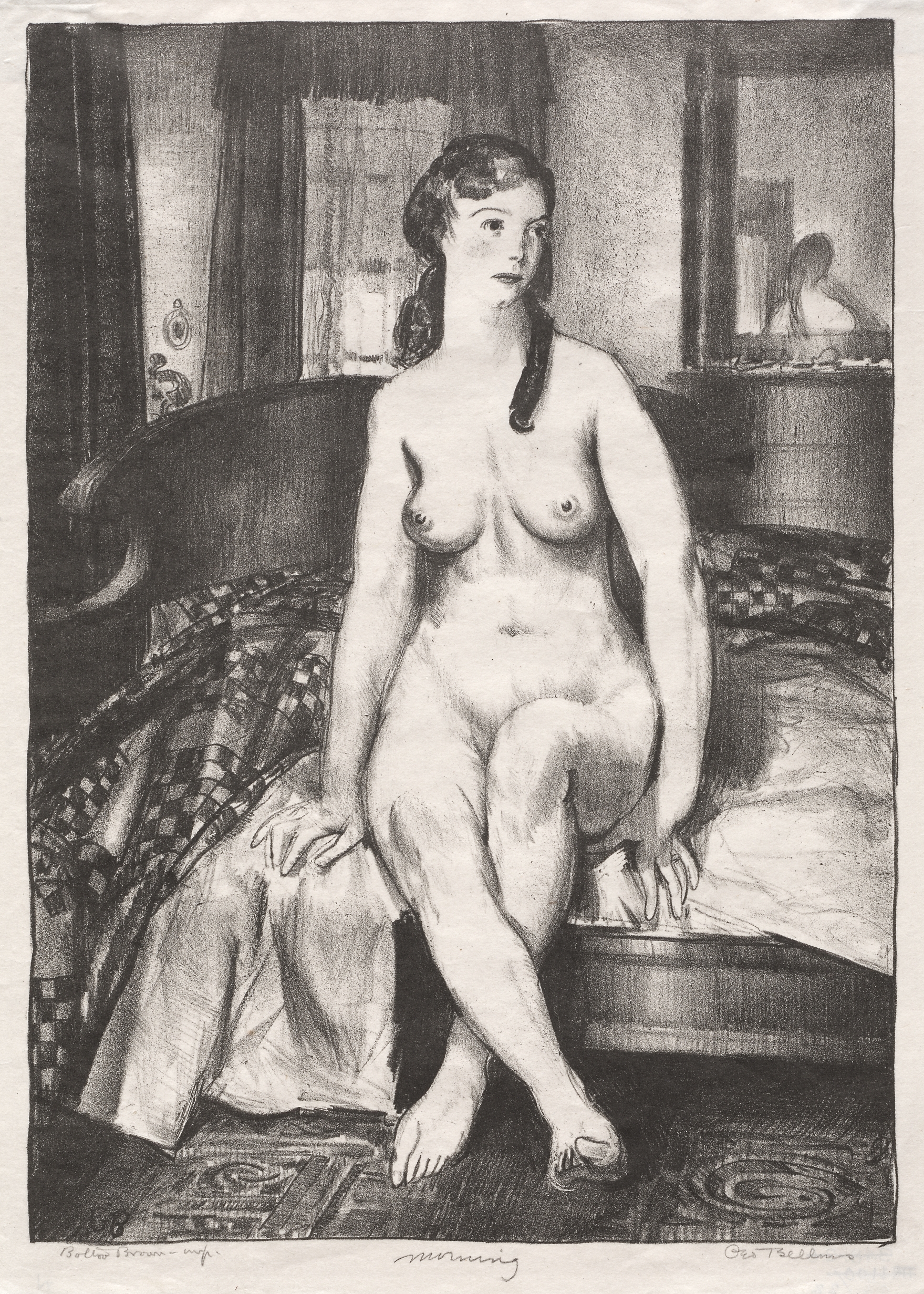 George Bellows, Morning, Nude on Bed, Second Stone