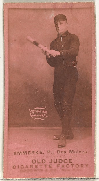 Goodwin & Company, Robert Emmerke, Pitcher, Des Moines Prohibitionists, from the Old Judge series (N172) for Old Judge Cigarettes
