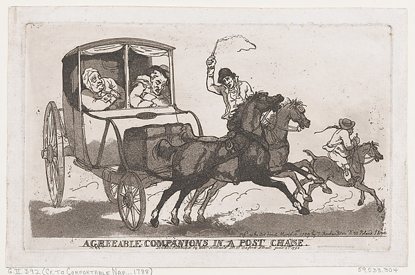 Thomas Rowlandson, Agreeable Companions in a Post Chaise